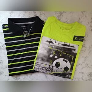 (Bundle) 2 Neon Green Short Sleeve Shirts Polo/Tee Size 18/20